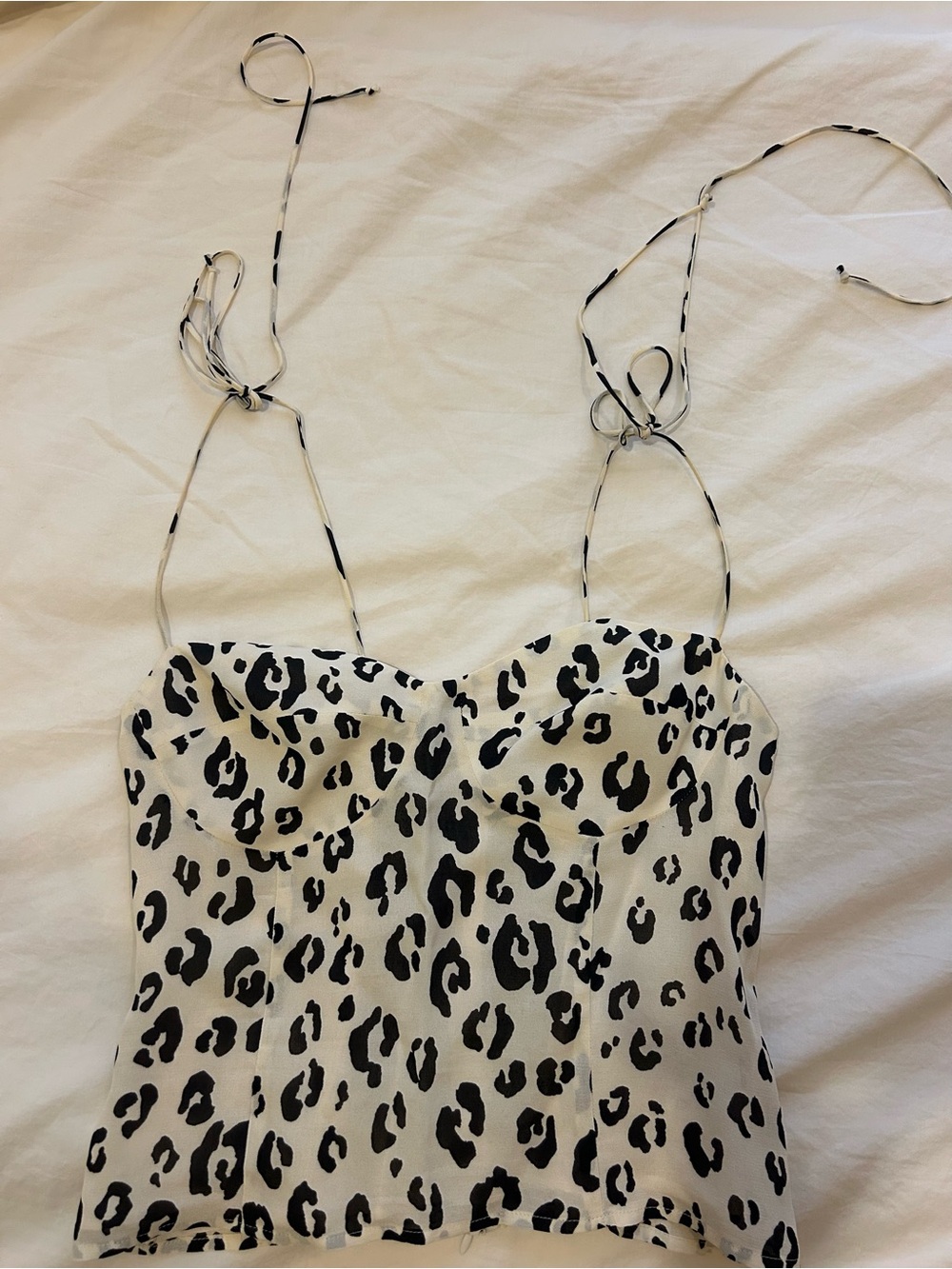 Reformation Black and White Leopard Print Bustier Top